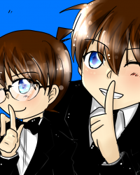 [Fanart] "ชี่.....! อย่าบอกใครนะ" 29/9/57 (Conan,Shinichi)